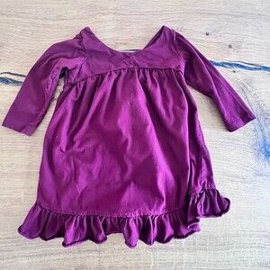 A.T.U.N. Dark Pink Girls Dress 5-6yrs Ruffled Hem Long Sleeves